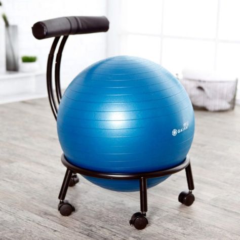 Gaiam Custom Fit Adjustable Balance Ball Chair | @giftryapp Office Chair Workout, Balance Ball Chair, Office Images, Balance Ball, Office Exercise, Best Office Chair, Chair Exercises, Ball Chair, Exercise Ball