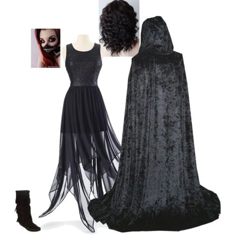 Dementors Costume by nickpick on Polyvore featuring Minnetonka Dementor Costume Diy, Dementor Costume, Dress Leather Boots, Witch Cosplay, Dress Leather, Halloween 2022, Goth Dress, Halloween 2020, Curly Hair Care