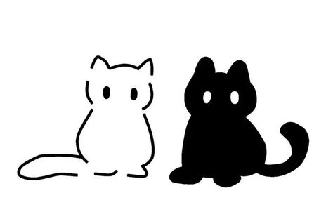 cats Simple Cat Illustration, Jumping Black Cat, Black Cat Doodles, White Cat And Black Cat, Cat Minimalist, Cat Black And White, Black Cat Drawing, Kawaii Cat Drawing, Cat Png