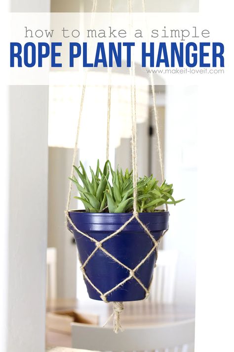 Rope Plant, Rope Plant Hanger, Macrame Plant Hanger Tutorial, Macrame Plant Hanger Patterns, Plant Hanging, Diy Macrame Plant Hanger, Hanger Diy, Hanging Plant Holder, Diy Plant Hanger