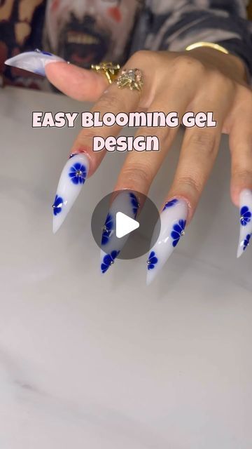 10K views · 1.7K likes | Faviola Ramos on Instagram: "I’ve really had to practice my designs using blooming gel! Sometimes the dots and lines don’t want to do what I want them to do lol & I have to start over again! So a heads up be patient, & keep practicing ✨  If you don’t have blooming gel, you can use base coat! It might take a little longer to bloom but it works just as well 💁🏻‍♀️  @nailsblingedsupply  BLOOMING GEL “faby10”" Christmas Nail Designs Blooming Gel, 3 D Gel Nail Art, How To Do Blooming Gel, Bloom Nail Design, Blooming Gel Nail Art Flower, Gel Nail Tips Designs, Blossom Gel Nail Art Designs, Easy Blooming Gel Nail Art, Blooming Gel Flower Nails