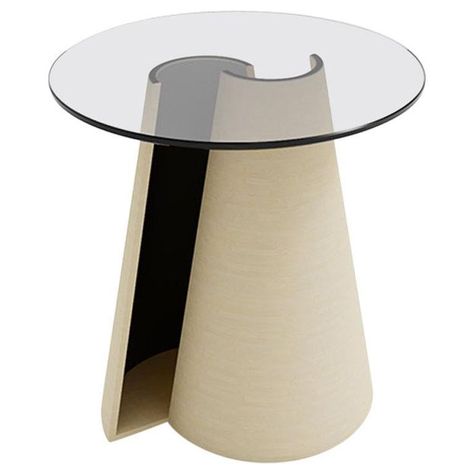 Contemporary Round Side Table in Solid Wood and Glass Top Matte Natural Finish Side Table Glass Top, Wood And Glass Side Table, Contemporary Side Table, Glass Side Table, Marble Furniture Design, Copper Side Table, Glass Top Side Table, Side Table Decor, Contemporary Side Tables