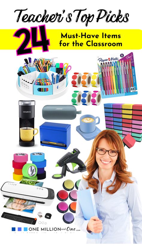 One Million and One asked teachers from pre-school through high school, what their favorite classroom items are. We gathered the items and made the list below. Here is the list of the top 24 favorite teacher items. We’ve included associate links that will take you directly to the product, or you may see them all listed on our website under” Amazon Must-Haves”. Welcome to the world of must-have teacher supplies! Kindergarten Classroom Must Haves Teachers, New Teacher Must Haves Elementary, Teacher Organisation Primary, Must Have Classroom Supplies, Must Have Teacher Supplies, Best Teacher Supplies, Must Have Teacher Items, Classroom Needs List Teachers, 1st Grade Classroom Must Haves