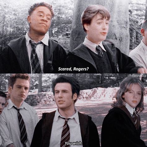 Marvel X Harry Potter, Marvel And Harry Potter, Avengers Humor, Steve Tony, Steve And Tony, Marvel Images, Marvel X, Avengers Funny, The Marauders