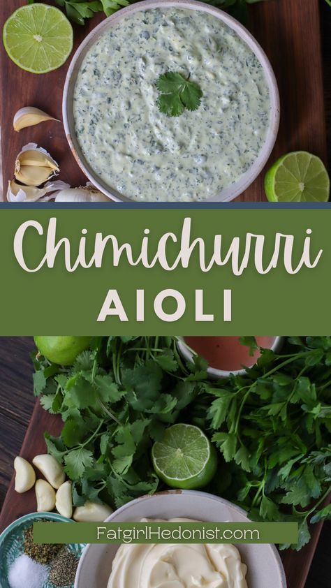 Chimichurri Dip, Chimichurri Aioli, Chimichurri Cream Sauce, Herb Mayo Recipe, Chimichurri Mayo Recipe, Chimichurri Mayo, Mayo Marinated Chicken With Chimichurri, Aip Chimichurri Sauce, Grilled Okra