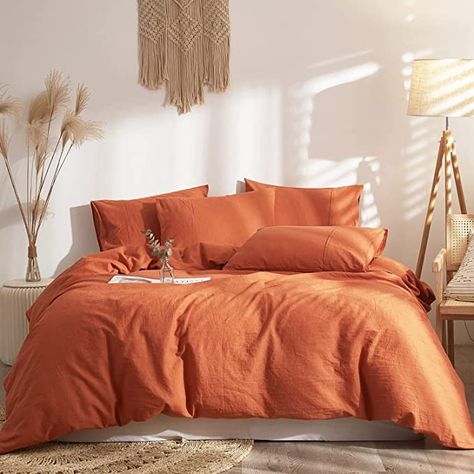 Orange Duvet Covers, Pure Linen Bedding, Linen Duvet Cover, Linen Sheet Sets, Bed Linens Luxury, Bed Linen Sets, Linen Duvet Covers, Linen Duvet, Comforter Cover