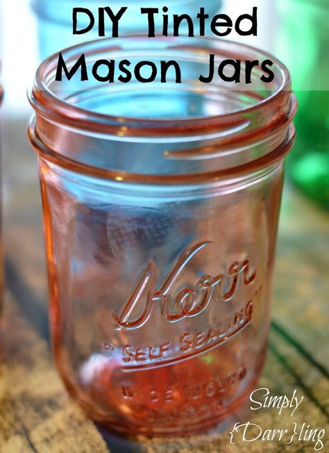 Tinting Mason Jars Diy, Tinted Mason Jars, Diy Mason Jar, Mason Jar Projects, Diy Jar Crafts, Mason Jar Gifts, Painted Jars, Jar Diy, Mason Jar Diy