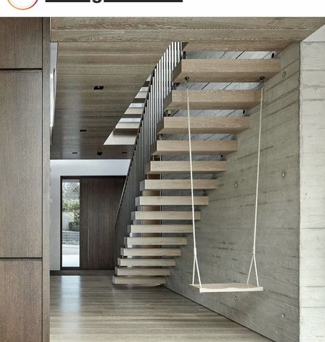 درج السلم, Indoor Swing, Glazed Walls, Concrete Stairs, Floating Stairs, Floating Staircase, Stair Case, London Architecture, Concrete Steps