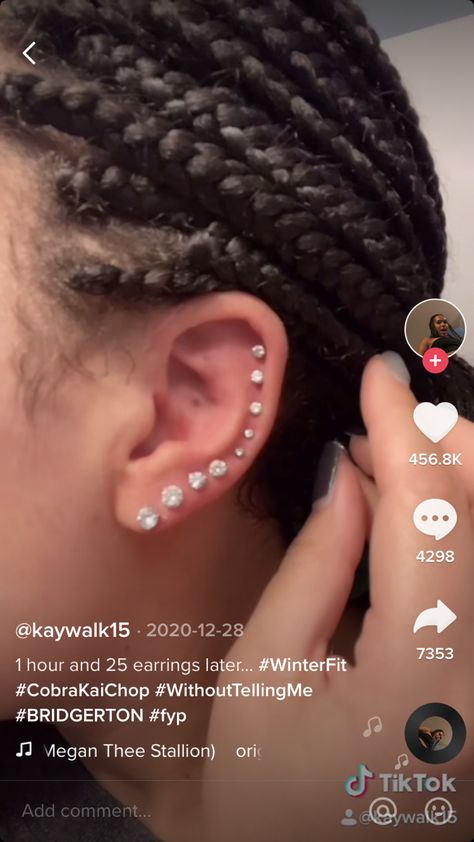 Ear Piercings Whole Ear, Piercings All The Way Up The Ear, Crowded Ear Piercings, Ear Piercings Placement Chart Baddie, Whole Ear Pierced, Whole Ear Piercing, Fully Pierced Ears, Female Piercings Ideas, Multiple Ear Piercings Aesthetic