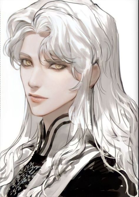 Blonde Hair Characters, White Hair Men, White Hair Anime Guy, Long Silver Hair, Men Blonde Hair, Long White Hair, Long Blond, Hair Drawing, Fantasy Male