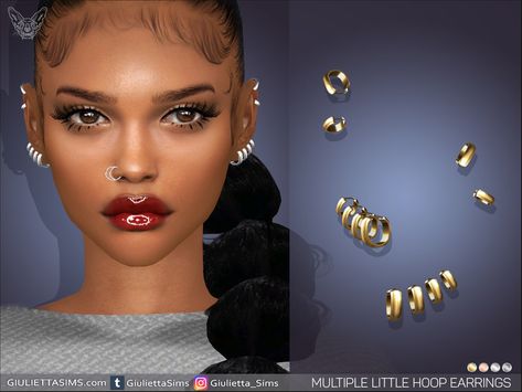 Septum Earrings, The Sims 4 Custom Content, Little Hoop Earrings, Sims 4 Piercings, Sims 4 Tattoos, Sims 4 Cc Eyes, Mod Earrings, The Sims 4 Skin, Sims 4 Cc Kids Clothing