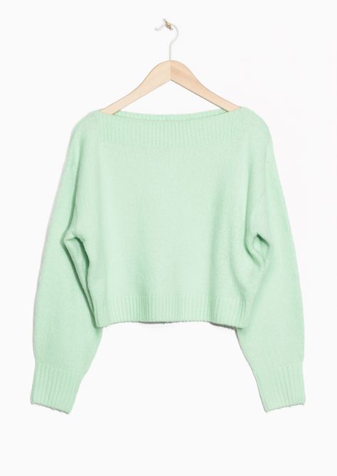 & Other Stories image 2 of Bishop Sleeve Sweater in Mint Green Pastel Green Clothes, Fan Outfits, Mint Green Outfits, Pastel Clothes, Mint Outfit, Mint Green Top, Color Seasons, Mint Sweater, Mint Green Sweater