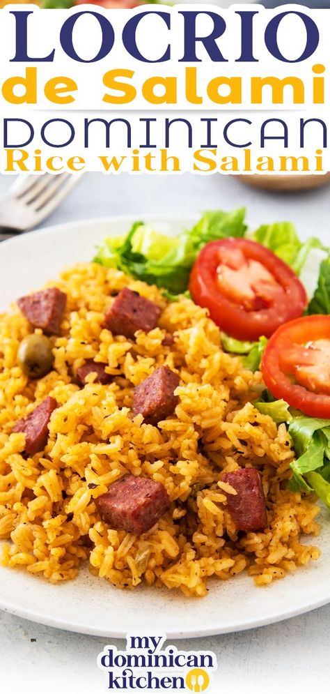 Dominican Recipes Easy, Dominican Rice Recipes, Easy Dominican Recipes, Dominican Meal Ideas For Dinner, Healthy Dominican Recipes, Dominican Meals, Dominican Salami Recipes, Dominican Rice, Dominican Recipes