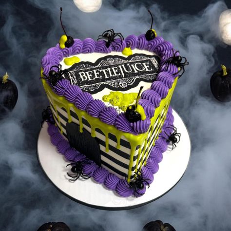 Beetlejuice heart shaped cake #beetlejuice #heart #heartcake #halloween #drip #sayitwithsugar #sayitwithsugarcakeshop #birthdaycake #cake #dallascakes #dfwcakes #dallas #texas #discoverwylie #downtownwylie #wylie #bakery #wyliebakery #cakesofinstagram #edible #shoplocal #historicdowntownwylie #shopwylie Beetlejuice Cake Topper, Beetlejuice Birthday Cake, Beetlejuice Birthday Party, Beetlejuice Cake, Beetlejuice Birthday, Heart Shaped Cake, Beetle Juice, Shaped Cake, Heart Shaped Cakes