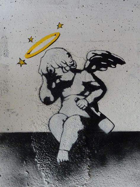 Stupid Cupid Banksy Art Graffiti, Banksy Artwork, Art Amour, Street Art Banksy, Art Japan, Art Angel, Arte Punk, Banksy Graffiti, Banksy Art