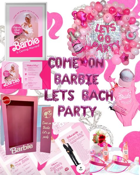 Barbie And Ken Bachelorette Party, Barbie Hens Theme, Barbie Theme Bachelorette, Bachelorette Party Barbie Theme, Barbie Bachelorette Party Decorations, Barbie Hens Party, Barbie Hen Do, Barbie Bachelorette Party Ideas, Barbie Theme Bachelorette Party