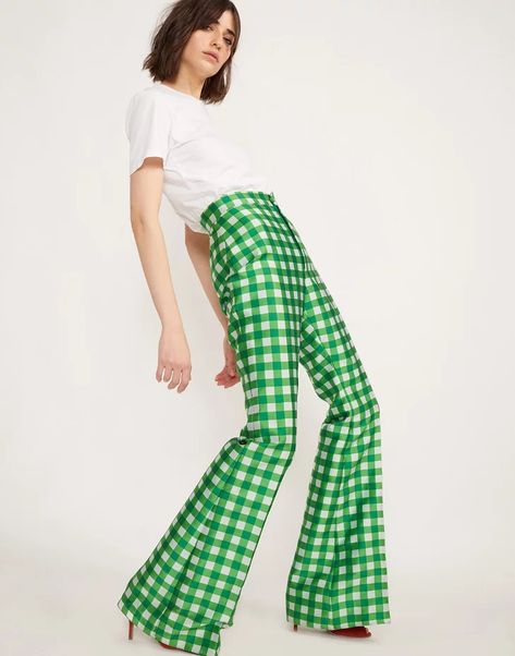 Cynthia Rowley Davis Gingham Pant Gingham Pants Outfit, High Fashion Poses, Check Please, Gingham Fashion, Gingham Pants, Fashion Photography Poses, High Waisted Flares, Cynthia Rowley, Fashion Poses