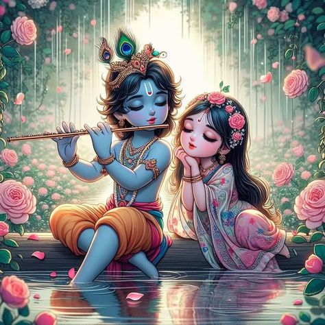 Radha Krishna Art Beautiful, Little Kanha Ji Images, Radhe Krishna Wallpapers, Krishna Drawing, Doraemon Wallpapers, Karakter Disney, Little Krishna, Peace Illustration, Radha Krishna Wallpaper