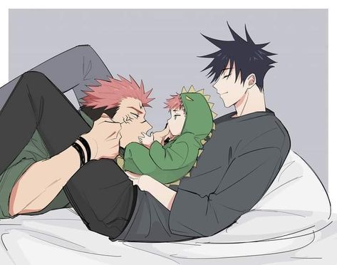 Baby Yuji, Jjk Ships, Mpreg Anime, Jujitsu Kaisen, Megumi Fushiguro, Anime Dad, Anime Baby, Anime Boyfriend, Fanarts Anime