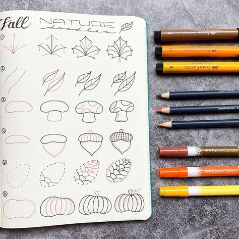 Journaling Themes, Nature Doodles, Autumn Doodles, Planner Doodles, Artist Pens, Bullet Journal Themes, Autumn Nature, Journal Themes, Bullet Journal Inspo