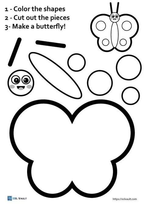 . Great for practicing colors, vocabulary, and fine motor skills. #ESL #butterfly Wood Letter Crafts, Prek Worksheets, Letter S Activities, Butterfly Lessons, 1st Grade Crafts, Preschool Worksheets Free Printables, Fall Worksheets, Butterflies Activities, Printable Butterfly