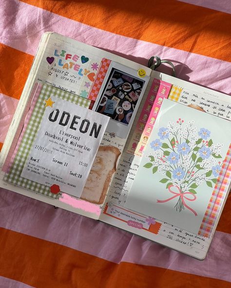 August Junk Journal, Junk Journal Ideas Inspiration, Cute Scrapbook Ideas, Scrap Journal Ideas, 2024 Journal, Scrap Journal, Scrapbook Inspo, Diy Journal Books, Scrapbook Book