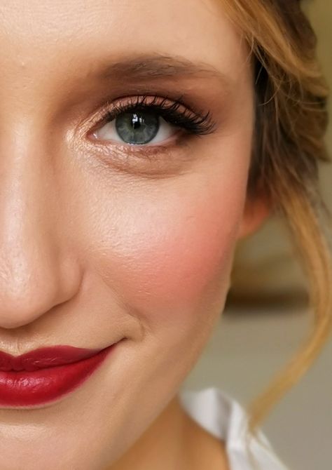 Natural Bridal Makeup With Bold Lip, Bridesmaid Makeup Bold Lip, Wedding Makeup For Blue Eyes Blonde Hair Red Lips, Natural Make Up Red Lips, Wedding Make Up For Red Hair, Classic Wedding Makeup Red Lips, Wedding Makeup Red Hair Blue Eyes, Bold Lip Wedding Makeup Brides, Bridal Makeup Bright Lipstick