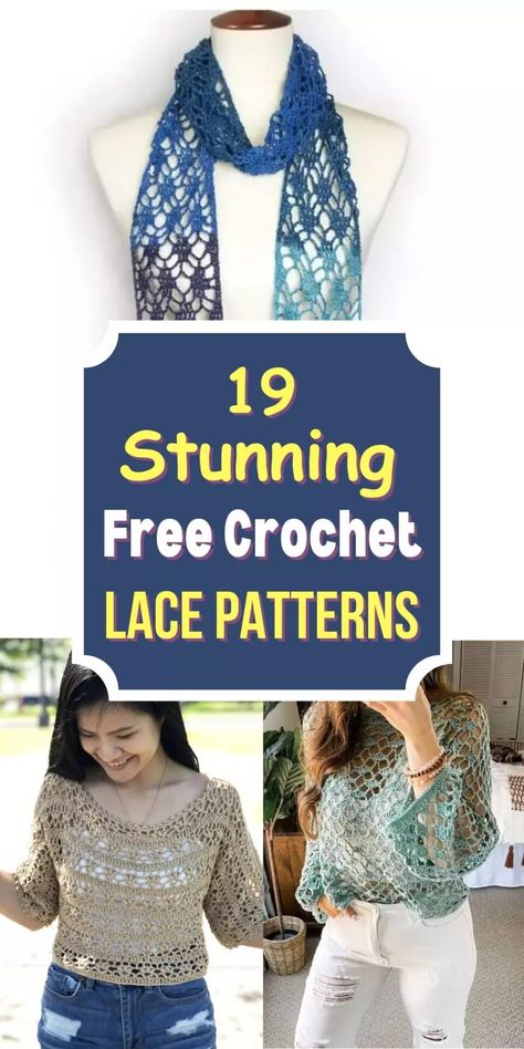 Discover 19 breathtaking free crochet lace patterns that will elevate your crafting game. From intricate shawls to elegant doilies, create stunning works of art with these easy-to-follow tutorials. Perfect for beginners and advanced crocheters alike. Crochet lace| Free patterns| Shawls | Tutorials| Beginners| Advanced | Elegant. Lace Motif Crochet, Crochet Lace Scarf Pattern Free Easy, Crochet Lace Pattern Diagram, Lace Yarn Crochet Patterns, Advanced Crochet Patterns Free, Lace Weight Crochet Patterns, Crochet Lace Top Pattern Free, Fan Crochet Pattern, Crochet Thread Patterns Free