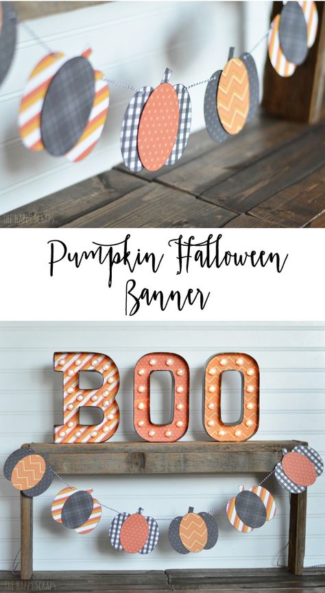 Learn how easy it is to make this Pumpkin Halloween Banner. It's a quick little project to make, but will look cute hanging up for Halloween! Halloween Banner Cricut, Sheek Outfits, Cricut Banner, Halloween Paper Crafts, Holiday Inspo, Paper Craft Ideas, Cricut Halloween, Diy Halloween Projects, Halloween 20