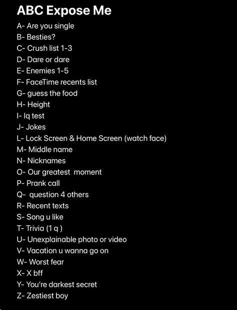 Fun game for 10-13 yr Games To Do On Facetime, What To Do In Facetime, Things To Do When Bored With Friends On Call, Fun Games To Play Over Facetime, Fun Games To Play With Bestie, Abc Expose Me Game, Games To Play On Call With Friends, All Nighter Ideas On Facetime, Abcs Expose You Game