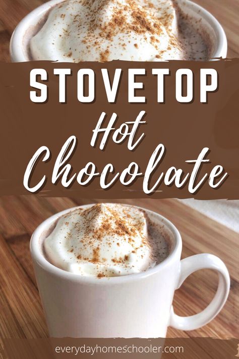 Dutch Oven Hot Chocolate, Stovetop Hot Cocoa, Stove Top Hot Cocoa, Hot Chocolate On The Stove, Stove Top Hot Chocolate Recipes, Stove Hot Chocolate, Stove Top Hot Chocolate Easy, Hot Cocoa Recipe Stovetop, Homemade Hot Chocolate On The Stove