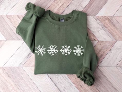 Matching Christmas Sweaters, Cute Winter Sweaters, Snowflake Embroidery, Snowflake Sweater, Embroidery Sweater, Merry Christmas Gifts, Holiday Sweatshirt, Family Christmas Gifts, Winter Sweatshirt