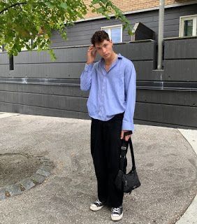 Blue Button Down Shirt Outfit, Button Down Shirt Outfit, Shirt Outfit Men, 90s Fashion Men, Blue Button Down Shirt, Streetwear Mode, Mens Trendy Outfits, Mens Outfit Inspiration, Mens Fashion Streetwear