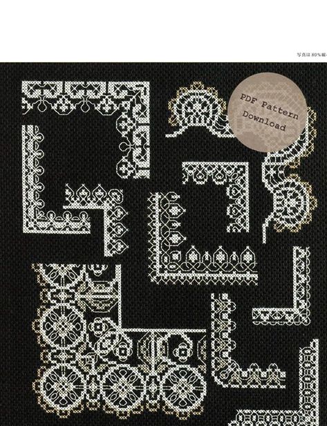 NEW Digital Splendid Lace Cross Stitch Design Cross Stitch Patterns Printable Hand Embroidery Pattern PDF! Download all embroidery patterns in one PDF~New books added every week! #yumikohiguchi #higuchi #download #pdf #botanical #flower #k.blue #kblue #floral #flowerembroidery #frenchembroidery #handembroidery #embroiderypattern #botanicalpattern #patternpdf #embroiderypattern #crossstitch #Disney #KIDEA #modernembroidery #patternpdf Cross Stitch Lace Pattern, Stitch Design Embroidery, Lace Cross Stitch, Cross Stitch Patterns Printable, French Cross Stitch, Patterns Printable, Cross Stitch Borders, Floral Cross Stitch, Craft Stuff