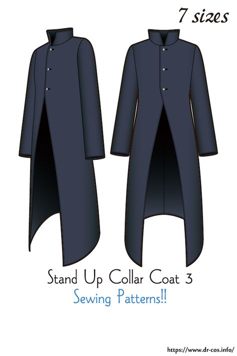 This is the pattern of Stand up Collar Coat 3. cm size(A4 size) Children-140/Ladies'-S,M,L,LL/Men's-L,LL At present, only Japanese. Naruto Sewing Pattern, Sewing Mens Clothes Free Pattern, Free Pdf Sewing Patterns Men, Mens Clothing Sewing Patterns, Male Sewing Patterns, Mens Sewing Patterns Free, Sewing Projects For Men, Mens Coat Pattern, Mens Long Jacket