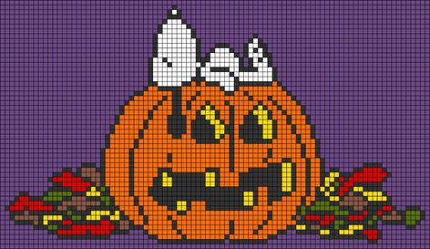 Snoopy Alpha Pattern, Tapestry Ideas, Pumpkin Cross Stitch, Snoopy Halloween, Weekend Crafts, Pixel Crochet, Crochet Humor, Halloween Cross Stitches, Tapestry Crochet Patterns