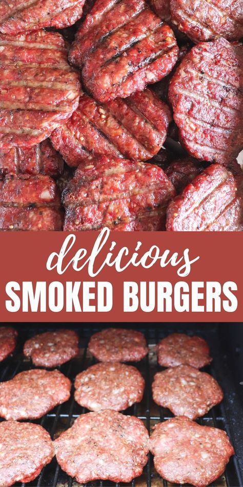 The Best Smoked Burger Recipe Best Smoked Burger Recipe, Smoked Beef Recipes Smokers, Burgers In Smoker, Wood Chip Smoker Recipes, Meat On The Smoker, Treager Grill Burgers, Things To Cook On A Smoker, Smoked Food Recipes Meat, Burgers On Pit Boss Pellet Grill