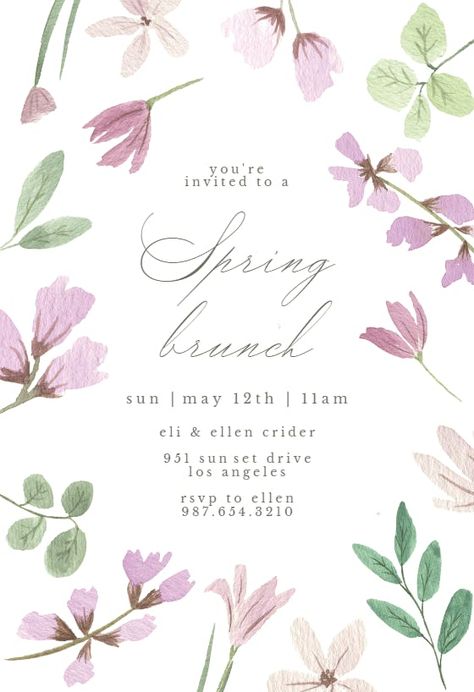 Spring Party Invite, Lunch Invitation Template, Lunch Invitation, Hosting Brunch, Strawberry Shortcake Party, Greetings Island, Spring Brunch, Spring Birthday, Party Invite Design