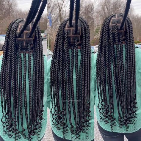 Large Box Braids Curly Ends, Large Knotless Braids Hairstyles Curly Ends, Large Knotless Braids Curly Ends, Large Knotless Box Braids Curly Ends, Large Knotless Curly Ends, Knotless Box Braids Large With Curls, Style Large Knotless Braids, Large Knotless With Curly Ends, Large Box Braids With Curly Ends