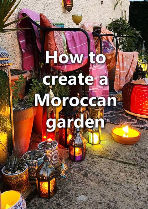 Moroccan Outdoor Decor, Moroccan Patio Ideas, Moroccan Garden Ideas, Mediterranean Gardens, Moroccan Garden, Tropical Landscape Design, Rooftop Gardens, Moroccan Lounge, Jungle Gardens