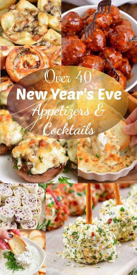 New Year's Eve Appetizer - Collection of Appetizers and Cocktails for NYE Appetizer For New Years Eve, Easy Appetizers For New Years Eve Party, Party Snacks For New Years Eve, New Year’s Party Appetizers, Best Nye Appetizers, New Years Apps Appetizers, New Year Finger Food Ideas, Easy New Years Appetizers, New Year’s Appetizers