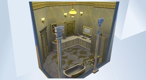 Rich Room, Sims Gallery, Sims 4 Bathroom, Gallery Bathroom, Bathroom Gold, Sims 4 Gallery, Sims 4 Builds, Gold Bathroom, Sims 4 Build