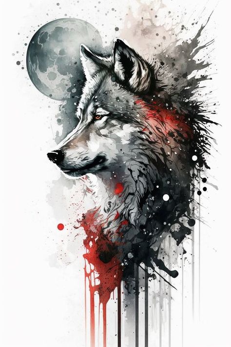 Sticker Painting, Wolf Portrait, Diamond Sticker, Watercolor Wolf, Wolf Painting, Wolf Tattoo Design, Wolf Photos, Wolf Spirit Animal, Animal Portraits Art