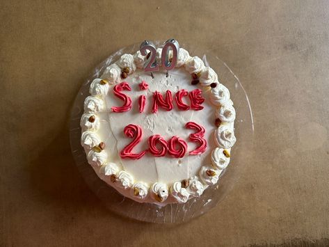 #birthdaycake #2003 #20 #happybirthday #cake #aesthetic #pinterest Since 2003 Cake, Happy Birthday Cake Aesthetic, Happy Birthday To Me Aesthetic, Birthday Cake Aesthetic, Me Aesthetic, Cake Aesthetic, Happy Birthday To Me, Happy Birthday Cake, Aesthetic Pinterest