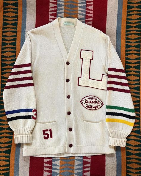 Varsity Sweater Outfit Cardigans, Vintage Varsity Sweater, Vintage Varsity Aesthetic, Varsity Cardigan Outfit, Varsity Sweater Outfit, Varsity Aesthetic, Thrift List, Thrift Wishlist, Vintage Varsity Jacket