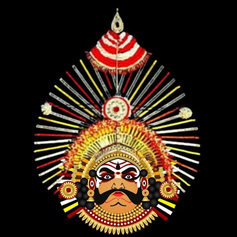 Yakshagana Illustration, Yakshagana Face Painting, Yakshagana Drawing Sketch, Karnataka Illustration, Kannada Rajyotsava Art, Yakshagana Drawing, Kannada Rajyotsava Drawing, Yakshagana Painting, Karnataka Culture