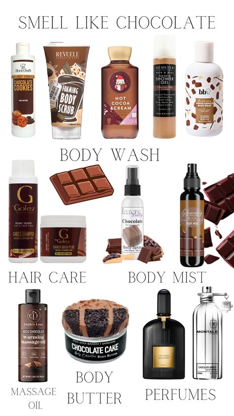 Cocoa Scented Products, Chocolate Skincare Products, Chocolate Smelling Perfume, Chocolate Scented Shower Routine, Perfumes That Smell Like Cocoa Butter, Chocolate Shower Routine, Chocolate Scented Products, Chocolate Body Care, How To Smell Like The Forest