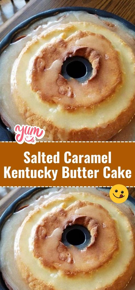 Indulge in the rich sweetness of Salted Caramel Kentucky Butter Cake. A moist and buttery cake topped with a caramel glaze and a touch of salt - a dessert that's truly indulgent. #ButterCake #CaramelDesserts #SweetIndulgence Caramel Kentucky Butter Cake, Salted Caramel Kentucky Butter Cake, Kentucky Butter Cake Recipe, Carmel Cake, Butter Pound Cake, Kentucky Butter Cake, Salted Caramel Cake, Caramel Desserts, Butter Cake Recipe