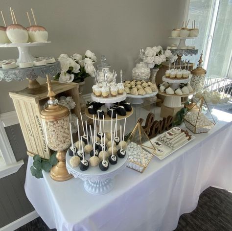 50th Anniversary Dessert Table Ideas, Wedding Anniversary Dessert Table, Desert Table Ideas Birthday, Engagement Table Ideas, Engagement Dessert Table, Quince Dessert Table, Wedding Candy Bar Buffet, Engagement Party Dessert Table, Engagement Party Desserts