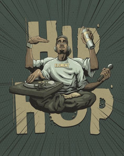 Produce digital poster works in a comic style mixed with vintage and retro! Themed: The five pillars of hip hop culture! Vintage Hip Hop Posters, Indian Hip Hop, Hip Hop Aesthetic, Cultura Hip Hop, Hip Hop Artwork, Hip Hop Poster, 90s Hiphop, Disco Fever, Vintage Hip Hop